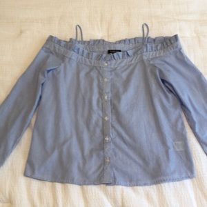 Off the shoulder striped shirt